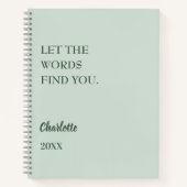 セージ感動的グリーン書引用文 ノートブック (正面)