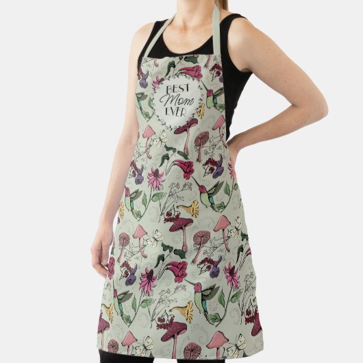セージ最高のグリーンママEver Flowers & Hummingbird エプロン (インサイチュ)