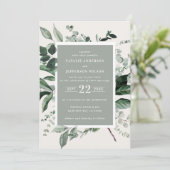 セージ植物性フローラエレガントな結婚式詳細QR 招待状 (スタンド正面)