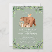 セージ樹林森林動物ベビーシャワー 招待状 (正面)