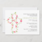 セージ水の色のフローラクロス最初の聖餐式 招待状 (正面)