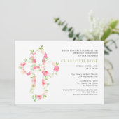 セージ水の色のフローラクロス最初の聖餐式 招待状 (スタンド正面)