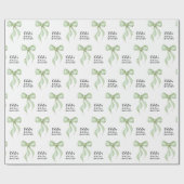 セージ水カラーボウパーソナライズされたブライダルシャワー ラッピングペーパー (フラット)