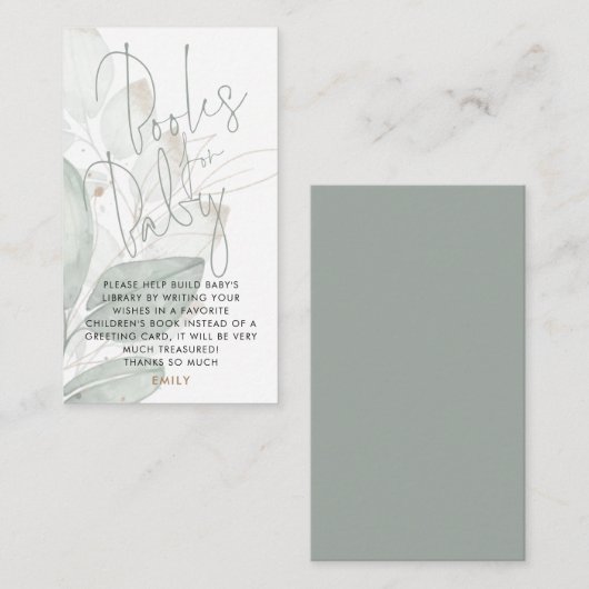 セージ水彩の紅葉のベビー エンクロージャーカード (正面/裏面)