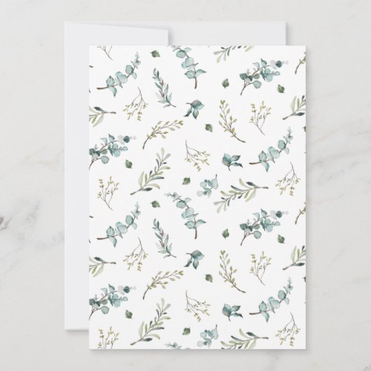 セージ水色ユーカリリースモノグラム結婚ズ 招待状 (裏面)