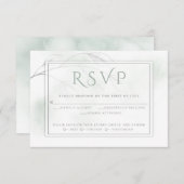 セージ淡い色のグリーンウォーター色洗浄グレーウィロー 出欠カード (正面/裏面)