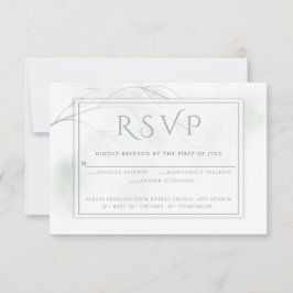 セージ淡い色のグリーンウォーター色洗浄グレーウィロー 出欠カード