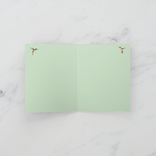 セージ淡い色のモノグラムハミングバーズノートカード ノートカード (内部)