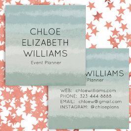 セージ淡い色の抽象芸術の水の色テクスチャ付きストライプ スクエア名刺