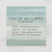 セージ淡い色の抽象芸術の水の色テクスチャ付きストライプ スクエア名刺 (裏面)