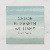 セージ淡い色の抽象芸術の水の色テクスチャ付きストライプ スクエア名刺 (正面)