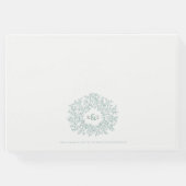 セージ灰色の緑の白い葉モノグラム結婚アート ゲストブック (裏面)