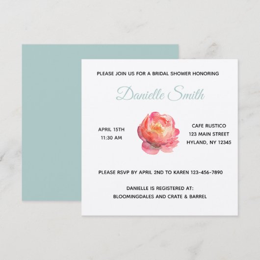 セージ牡丹 招待状 (正面/裏面)