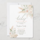セージ男女兼用グリーンベイビーシャワー招待状 招待状 (正面)