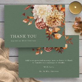 セージ秋テラコッタウォーターカラー結婚フローラ サンキューカード