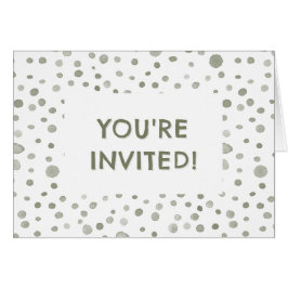 セージ紙吹雪水色ドット誕生日招待状