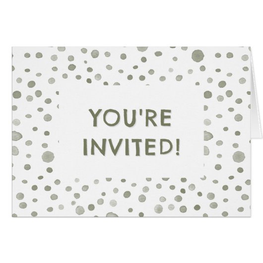 セージ紙吹雪水色ドット誕生日招待状 (正面横)