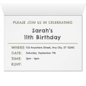 セージ紙吹雪水色ドット誕生日招待状 (内部横(下))