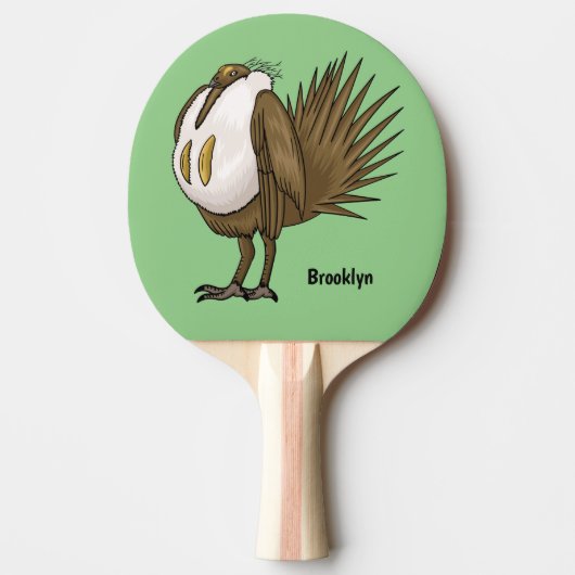 セージ素晴らしグロ鳥の漫画イラストレーション 卓球ラケット (正面)
