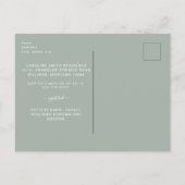 セージ素朴の葉のライトと白フローラ インビテーションポストカード (裏面)