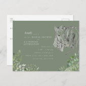 セージ素朴ウズヌズリングブライダルシャワー インビテーションポストカード (正面/裏面)