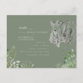 セージ素朴ウズヌズリングブライダルシャワー インビテーションポストカード (正面)