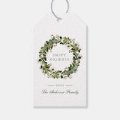 セージ素朴クリスマスコットンリースホリデー ギフトタグ (正面)