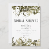 セージ素朴グリーナリーフレームブライダルシャワー 招待状 (正面)