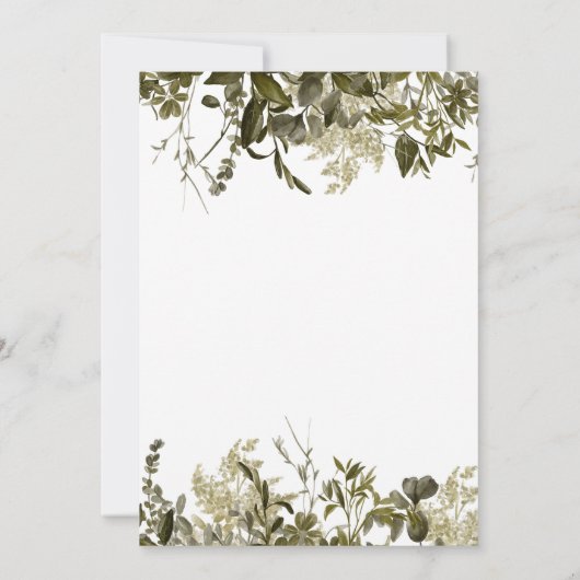 セージ素朴グリーナリーフレームブライダルシャワー 招待状 (裏面)