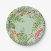 セージ素朴グリーンウッドランドフロッグビーキノコ ペーパープレート (正面)