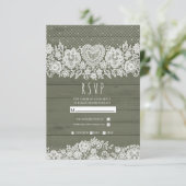 セージ素朴グリーンウッドレースファームハウスウェディングRSVP 出欠カード (スタンド正面)