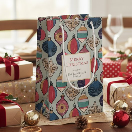 セージ素朴グリーンクリスマスオーナメント スモールペーパーバッグ