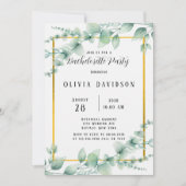 セージ素朴グリーングリーナリー金ゴールドバチェロレッテ 招待状 (正面)