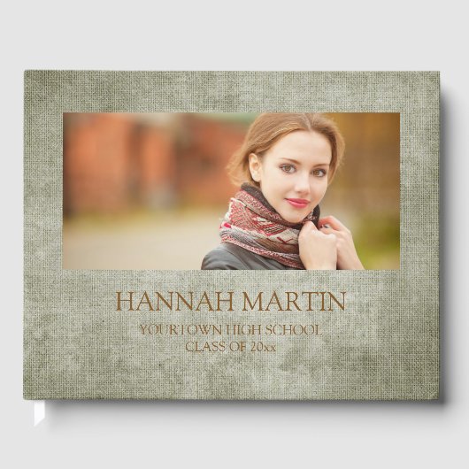 セージ素朴グリーンバーラップリネン卒業 ゲストブック (正面)