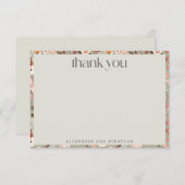 セージ素朴グリーンフローラボホカスタムウェディング サンキューカード (正面/裏面)