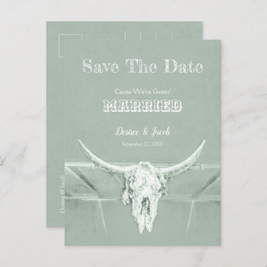 セージ素朴グリーンホワイトウェスタン動揺してヴィンテージ ポストカード (正面/裏面)