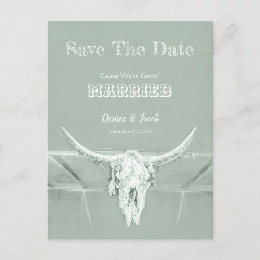 セージ素朴グリーンホワイトウェスタン動揺してヴィンテージ ポストカード (正面)