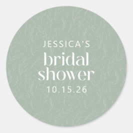 セージ素朴グリーンボタニカルフローラブライダルシャワー ラウンドシール