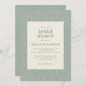 セージ素朴グリーンボタニカルフローラブライダルシャワー 招待状 (正面/裏面)