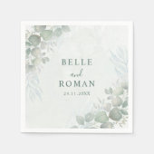 セージ素朴グリーンユーカリプタス結婚グリーンズ スタンダードカクテルナプキン (正面)