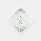 セージ素朴グリーンユーカリプタス結婚グリーンズ スタンダードカクテルナプキン (角)