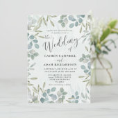 セージ素朴グリーンユーカリ水の色結婚の 招待状 (スタンド正面)