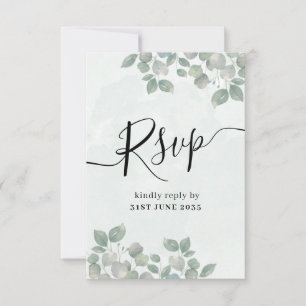 セージ素朴グリーンユーカリ結婚式RSVP 出欠カード