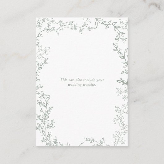 セージ素朴グリーンリーフ結婚の詳細囲い エンクロージャーカード (裏面)