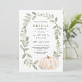 セージ素朴グリーンリーホワイトパンプキンブライダルシャワー 招待状 (スタンド正面)