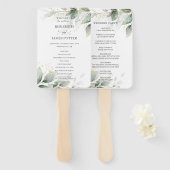 セージ素朴グリーンリーリーフ金ゴールド結婚式 プログラム ハンドファン (正面&裏面)