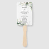 セージ素朴グリーンリーリーフ金ゴールド結婚式 プログラム ハンドファン (正面)