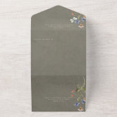 セージ素朴グリーンワイルドフラワーフレームディナー オールインワン招待状 (外側)