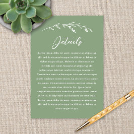 セージ素朴グリーンワイルドフラワー結婚ズ詳細 エンクロージャーカード