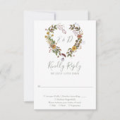 セージ素朴グリーンワイルドフラワー結婚フローラ 出欠カード (正面)